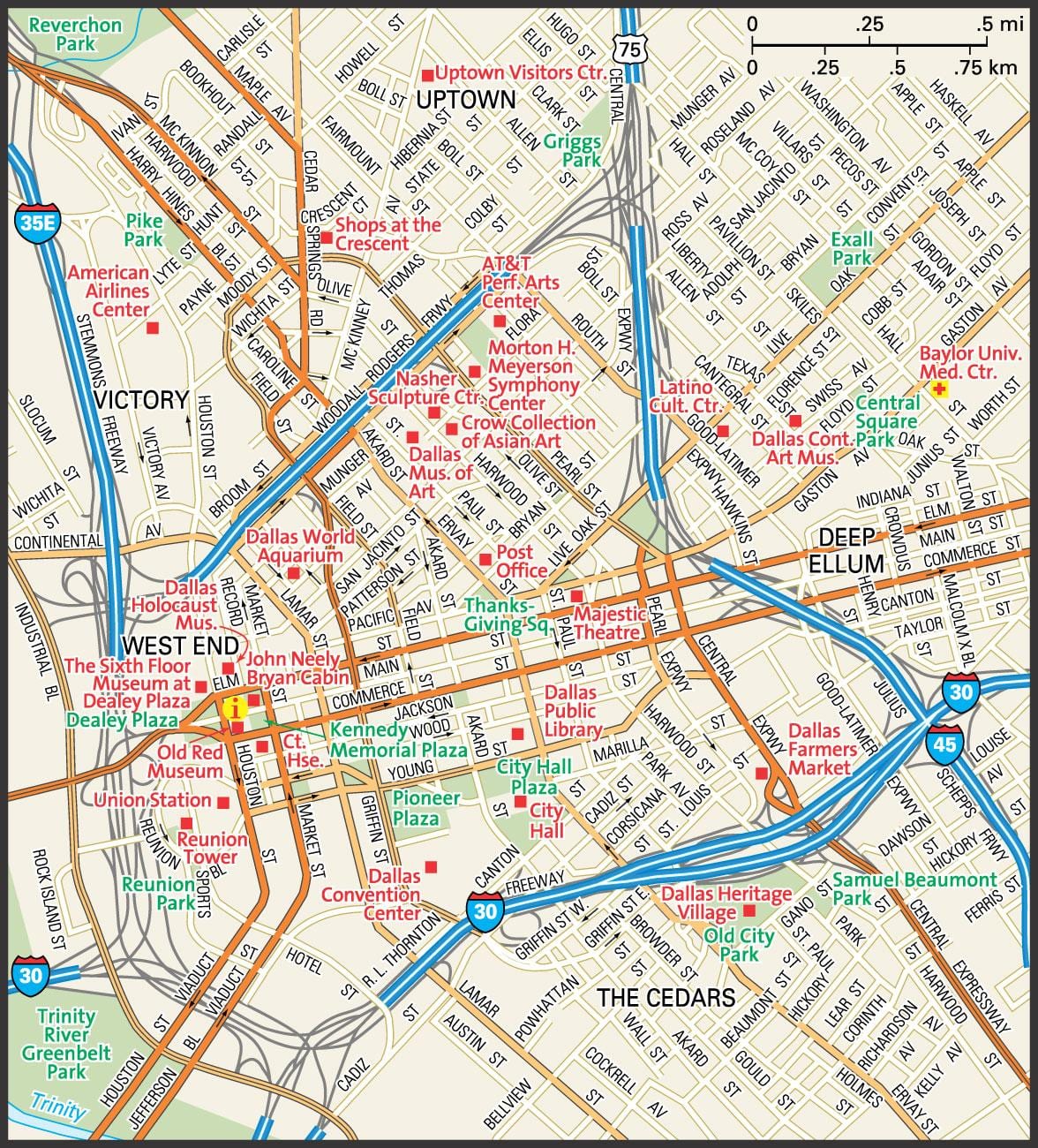 peta kota Dallas jalan-jalan