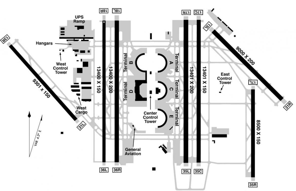 DFW terminal lapangan terbang b peta
