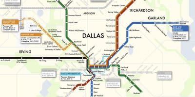 Dallas sistem kereta api peta